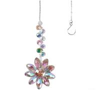 Qualoramall AB Sun Catcher Wind Chime, 28cm Rainbow Maker with Elegant Floral Design for Garden Wedding Decor, Dazzling Light Reflector Hanging Ornament(Dark Color)