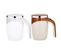 Qualoramall Automatic Magnetic Stirring Coffee Mug 304 Stainless Steel Self Mixing Cup for Hot Cold Beverages Milk Tea Latte Portable Rotating White(Coffee color)