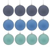 Qualoramall Christmas Ball Ornaments 12 Pcs 6cm Flocked Velvet Xmas Tree Decorations Hanging Pink Blue Lightweight Holiday Festive Decor for Home Party Celebration(Blue)