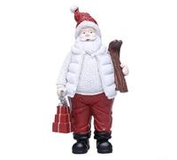 Qualoramall Christmas Santa Claus Figurine Resin Santa Claus Figurine Christmas Festive Tabletop Sculpture Decoration for Living Office Gifts Seasonal Home Decors 20x9x6cm(D)