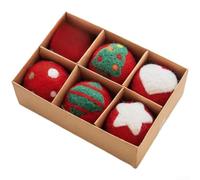Qualoramall Christmas Tree Bauble 4cm Wool Felt Ornament Christmas Festive Tree Hanging Pendant Xmas Trees Hanging Bauble with Snowflake Trees and Ball Design for Party Home Holiday Decor(C)