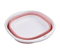 Qualoramall Collapsible Washing Up Bowl Square Foldable Basin for Kitchen Bathroom Laundry Camping Hiking Picnic PP+TPR Material with Non-Slip Base and Hanging Hole(White+Pink M)