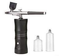 Qualoramall Cordless Portable Airbrush Kit with 3-Gear Adjustable Pressure 0.3mm Tip for Car Motorcycle Nail Art Painting USB Rechargeable 2A Fast Charging 1-2 Hour Runtime(Black)