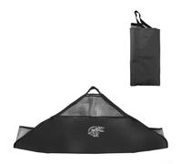 Qualoramall Fish Weigh Sling Bag with Measuring Ruler for Catch Care Unhooking Foldable Nylon Mesh Landing Net Large Capacity Tackle Storage for Carp Pike Coarse Fishing(Fish bag - black)