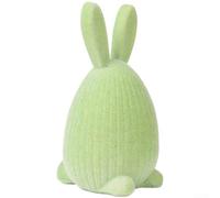 Qualoramall Flocked Easter Bunny Egg Resin Statue Yellow Light Green Azure Violet Pink White Rabbit Figurine for Party Tabletop Home Garden Decor 5.5x6x10cm(Green)