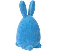 Qualoramall Flocked Easter Bunny Egg Resin Statue Yellow Light Green Azure Violet Pink White Rabbit Figurine for Party Tabletop Home Garden Decor 5.5x6x10cm(Blue)