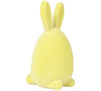 Qualoramall Flocked Easter Bunny Egg Resin Statue Yellow Light Green Azure Violet Pink White Rabbit Figurine for Party Tabletop Home Garden Decor 5.5x6x10cm(Yellow)