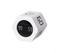 Qualoramall Gravity Sensor Visual Kitchen Timer with Flip-to-Start Function 1/5/10/30/60-Minute Countdown for Cooking Learning Sports and Office Use 500mAh USB-C Rechargeable Compact(White)