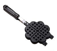 Qualoramall Heart-Shaped Waffle Maker for Stovetop Use Nonstick Aluminum Alloy Baking Tool with Hanging Hook Compact Kitchen Appliance for Home Breakfast Cooking(C)