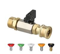 Qualoramall High-Pressure Cleaning Machine Switch with M22-14 Thread and 1/4 Inch Quick Connector for Pressure Washers Stainless Steel Aluminum Alloy Construction Grey(Brass + Five)
