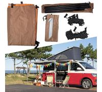 Qualoramall Khaki Campervan Sun Canopy Awning 300cm Deep for Motorhome Van SUV 210D Fire Retardant Fabric with Adjustable Poles and Carry Bag