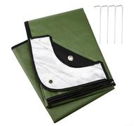 Qualoramall Outdoor Camping Survival Blanket Insulated Thermal Reflective Tarp Waterproof Non-Woven Fabric Emerg-ency Shelter with Corner Holes for Hiking Hunting Beach Park Use(Green)