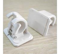 Qualoramall Plastic Wall-Mount Curtain Rod Bracket Hanger with Tape and Screw Holes for Lightweight Organizing 45 x 42 x 32 mm 2 kg Capacity White 2-Pack