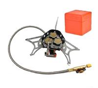 Qualoramall Portable Camping Gas Stove Outdoor Windproof 3 Heads Gas Stove 5800W Folding Camping Burner Ultra-Light Backpacking Furnace for Hiking Picnic BBQ Cooking