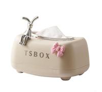 Qualoramall PP Desktop Tissue Box for Home Office Decor 20 x 12.5 x 11 cm Beige Storage Box for Facial Tissues Napkins(style six)