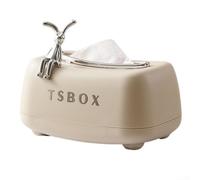 Qualoramall PP Desktop Tissue Box for Home Office Decor 20 x 12.5 x 11 cm Beige Storage Box for Facial Tissues Napkins(style three)