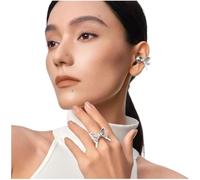 Qualoramall Rotatable Earphone with Zirconia Geometric for Huawei FreeClip Black Copper Fashion Accessory for Women Girls Stylish Starfish Butterfly Pattern(Butterfly)