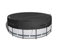 Qualoramall Round Swimming Pool Dust Cover, Waterproof PVC Protective Sheet for Above Ground Inflatable Metal Frame Pools, Anti-Leaf Debris Barrier, Black Solar Blanket for Outdoor Garden Main(15FT)