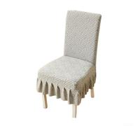 Qualoramall Skirt Style Dining Chair Cover Jacquard Full Wrap Protector for Home Decor - Soft Fleece Elastic Seat Slipcover Washable 45-57cm(light gray)