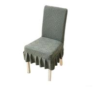 Qualoramall Skirt Style Dining Chair Cover Jacquard Full Wrap Protector for Home Decor - Soft Fleece Elastic Seat Slipcover Washable 45-57cm(dark green)