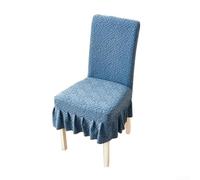 Qualoramall Skirt Style Dining Chair Cover Jacquard Full Wrap Protector for Home Decor - Soft Fleece Elastic Seat Slipcover Washable 45-57cm(Blue)