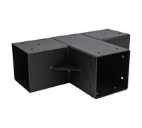 Qualoramall Steel Pergola Bracket Kit 4 x 4 Inch Carbon Steel 3-Way Right Angle Corner with Base, Black Coated Heavy Duty Hardware for Nominal Standard Wooden Post, DIY Gaz(2pcs)