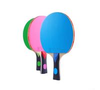 Qualoramall Table Tennis Racket 7 Ply Wood Bat with Medium Hardness Sponge FL Long Handle for All-Round Play Pink Green Blue Includes Carry Bag(Pink)
