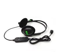 Qualoramall Wired USB Headset with Noise Canceling and Volume Control Button for Laptop PC Computer Online Meeting Call Center Office Work Black ABS Material 16x14x7cm