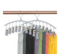 Qualsen 2 Pack Sock Hangers for Drying Stainless Steel Sock Dryer with 10 Clips Save Space Underwear Dryer Hanger Sock Airer Peg Hanger for Socks, Scarfs, Hats, Gloves, Pants (Gray)