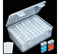 Qualsen 35 Grids Diamond Art Accessories Storage Boxes, Clear Storage Boxes with Lids for Diamond Painting, Containers for Painting Kits Bead DIY Art Craft Box and Small Items (1 Pack)