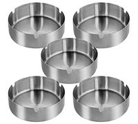 Qualsen 5 Pcs Ashtrays for Outside, Heavy Duty Metal Outdoor Ashtray, Ash Tray, Ashtrays for Inside, Ash Trays Outdoors Easy to Clean, Suitable for Bar, Patio, Garden, and Home(10cm)