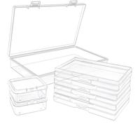 Qualsen 7 Pieces Mixed Size Trading Card Storage Box Clear Plastic Card Boxes for Business Cards Playing Cards Credit card Earrings Cufflinks Ideal for Travel and Daily Use