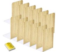 Qualsen Book Ends, 12 Pieces Bookends, Metal Book Ends For Shelves, Imitative Wood Book Holder Bookends For Shelves, Heavy Duty Book End Book Stopper, Bookend For Children/Home/Office/School