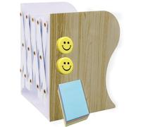 Qualsen Book Ends Adjustable Bookends, Metal Book Ends for Shelves Non-Skid Heavy Duty, Bookends for School Library Classroom Office Home (1 Piece, Imitation Wood)