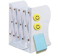 Qualsen Book Ends Adjustable Bookends, Metal Book Ends for Shelves Non-Skid Heavy Duty, Bookends for School Library Classroom Office Home (1 Piece, White)