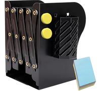 Qualsen Book Ends Adjustable Bookends, Metal Book Ends for Shelves with a Practical Pen Holder Non-Skid Heavy Duty, Bookends for School Library Classroom Office Home, Black