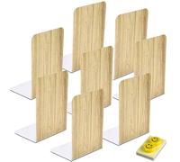 Qualsen Book Ends, Bookends, Heavy Duty Metal Book Ends, Book Ends for Shelves, Book Holder, Bookends Decorative for Children Kitchen Home Classroom School Office, Imitative Wood 8 Pieces