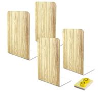 Qualsen Book Ends for Shelves Bookends Metal Book End 4 Pieces(2 Pairs) Bookend Book-Ends Heavy Duty Book Holders Book Stoppers For Shelves Classroom Office 17 x 12 x 10.3 cm (Imitative Wood)