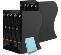 Qualsen Bookends Expandable Book Ends for Shelves, Black, 2 pack