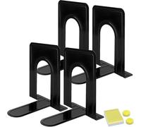Qualsen Original Bookend Book Wedge Metal Black Book Press Bookend 2 Pairs Bookends Bookends for Shelving Office Home School Dorm 17 x 12 x 15 cm