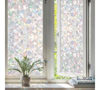 Qualsen Rainbow Window Film Privacy Film for Glass Windows Pebble Pattern Stained Glass Window Films Static Cling Opaque Decorative Anti UV for Home Bedroom Office 60x200cm