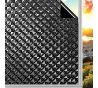 Qualsen Total Blackout Window Film Privacy, 3D Grid Patterned Privacy Film for Glass Windows Opaque Non-adhesive Static Cling, UV Protection Black Out Window Cover for Home Office Bedroom, 90x300cm