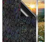 Qualsen Total Blackout Window Film Privacy, 3D Laser Pattern Privacy Film for Glass Windows Opaque Non-adhesive Static Cling, UV Protection Black Out Window Cover for Bedroom, Office(30x200cm)