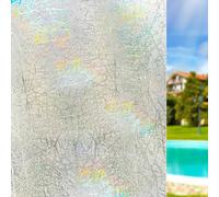 Qualsen Window Film Privacy Film for Glass Windows, 3D Rainbow Artistic Lines Stained Glass Window Film Self Adhesive, Frosted Window Film Decorative Static Cling Window Stickers for Home 30x200cm