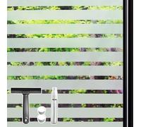 Qualsen Window Film Privacy Film for Glass Windows, Frosted Window Films Stripe Patterned, Non Adhesive Static Cling Windows Cover for Office, Home, Kitchen (60 x 400 cm, Wide Stripe)