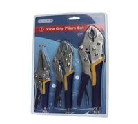 Qualtex MIS370 Soft-Grip Self-Locking Mole Grip Pliers Long Nose 3-Piece Set 6½", 7" & 10"