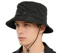 QUALTRIXIAN Bucket Hat for Men Women Sun Hat Unisex Packable Foldable Wide Brim Adjustable Fisherman Hat for Beach Travel Outdoor Hiking Fishing Casual Daily Wear Black
