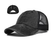 QUALTRIXIAN Womens Ponytail Baseball Cap Adjustable Unisex Cotton Classic Dad Hat Vintage Ladies Summer Sun Caps Outdoor Sports Hat for Golf Running Black