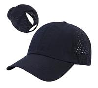 QUALTRIXIAN Womens Ponytail Baseball Cap Nylon Adjustable Unisex Classic Dad Hat Vintage Ladies Summer Sun Caps Outdoor Sports Hat for Golf Running Navy Blue