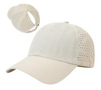 QUALTRIXIAN Womens Ponytail Baseball Cap Nylon Adjustable Unisex Classic Dad Hat Vintage Ladies Summer Sun Caps Outdoor Sports Hat for Golf Running Beige